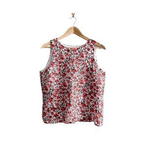 Zara Basic Women Tank Top Sleeveless Floral Red Large